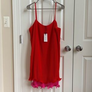 Milly Red and Pink Chemise with Spaghetti Straps